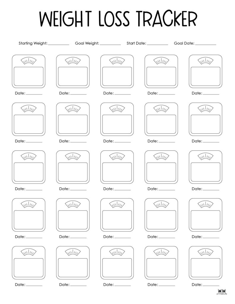 Weight Loss Trackers - 29 Free Printables | Printabulls throughout Free Printable Weight Loss Colouring Chart