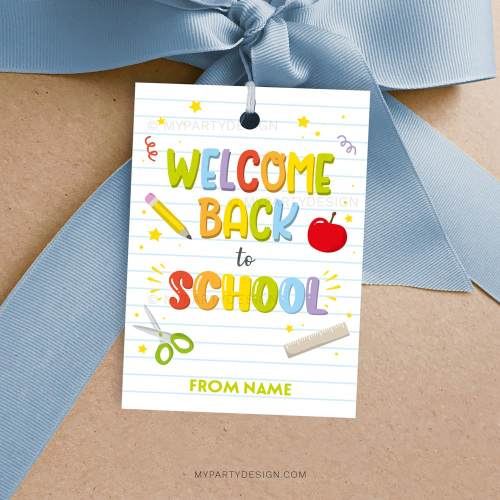 Welcome Back To School Gift Tag, Printable Pdf - My Party Design with regard to Free Printable Welcome Back Tags