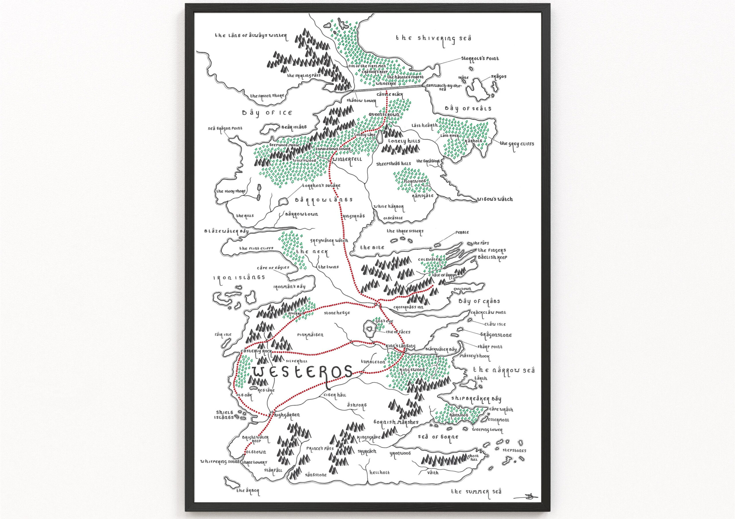 Westeros (A Game Of Thrones) Map Print | Fiktive Landkarte | Minimalistische Karten Kunst | Wandkunst | Kunstdruck regarding Game of Thrones Printable Map