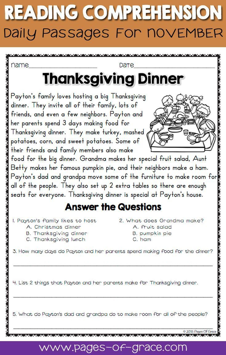 Wh Question Worksheets 6Cc inside Free Thanksgiving Reading Comprehension Printables