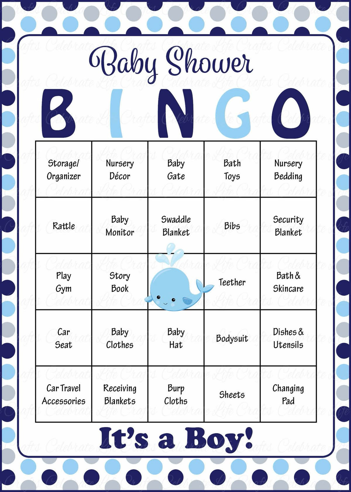 Whale Baby Bingo Cards - Printable Download - Prefilled - Baby with regard to Baby Gift Bingo Cards