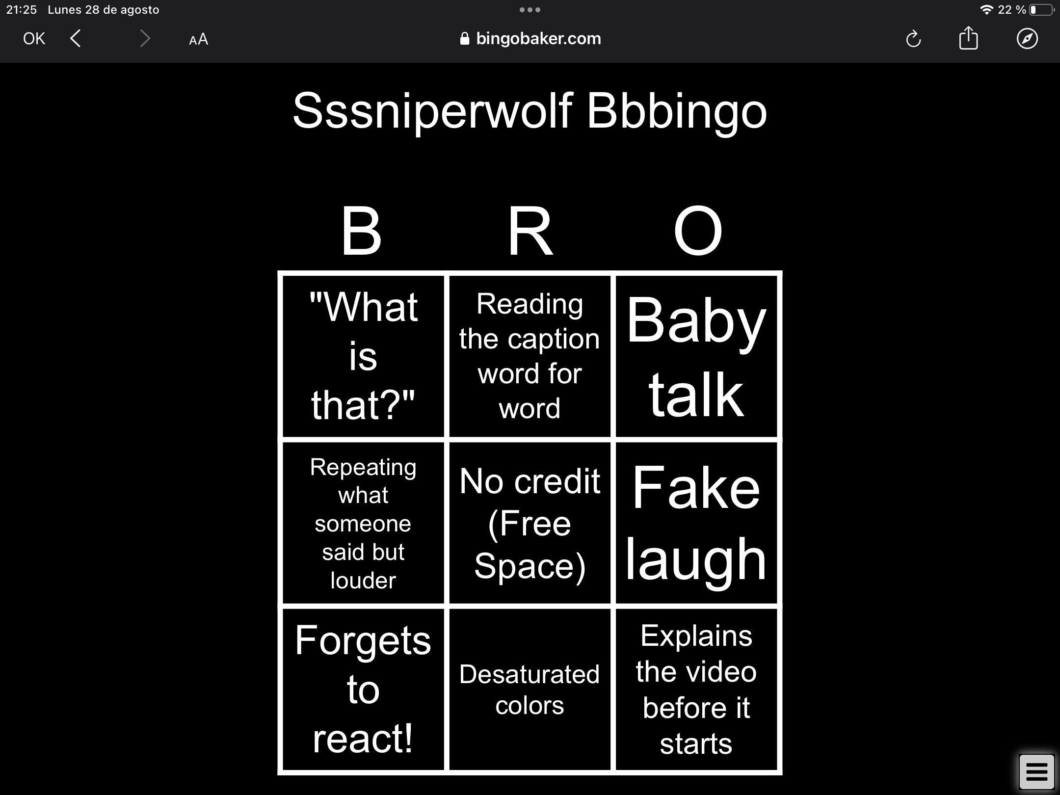 What Happened To The Bingo Card? Did I Miss Anything? : R/Jacksfilms for Sssniperwolf Bingo Card Generator