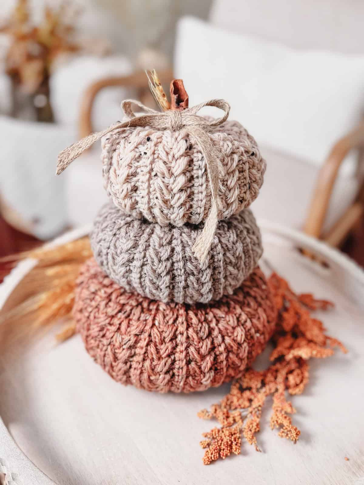 Wheat Stitch™ Crochet Pumpkin Trio - Free Pattern - Free Crochet with Free Printable Crochet Pumpkin Pattern