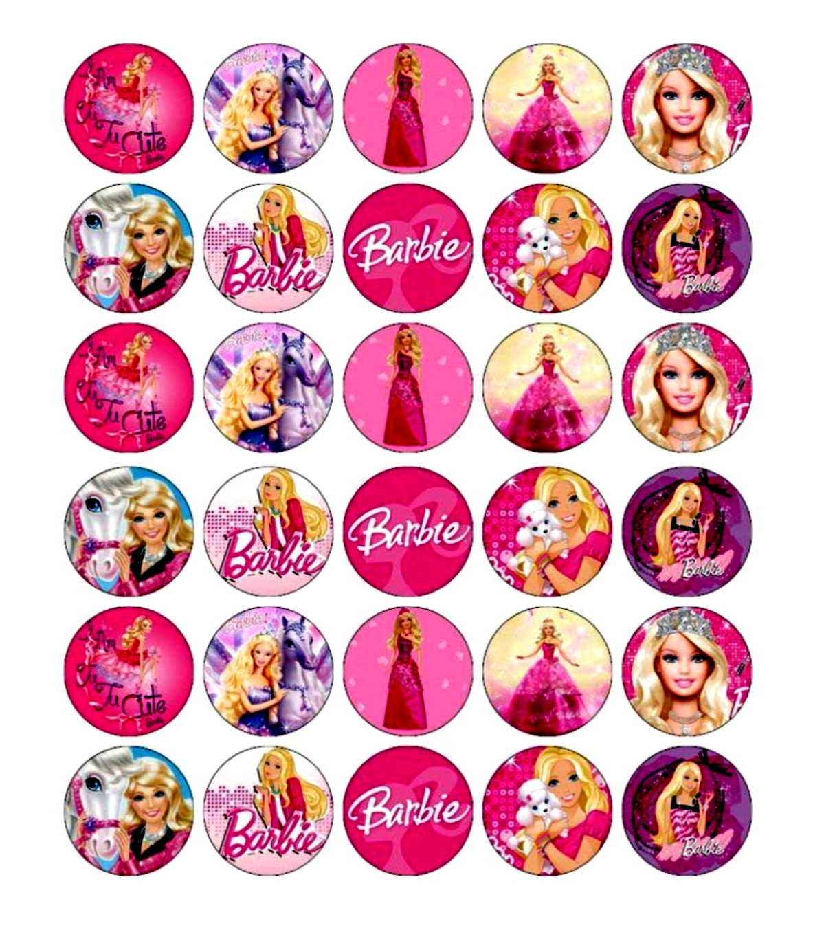 Whimsical Practicality&amp;#039;S Barbie Edible Wafer Paper 1.5&amp;quot; Cupcake for Barbie Cupcake Toppers Printable