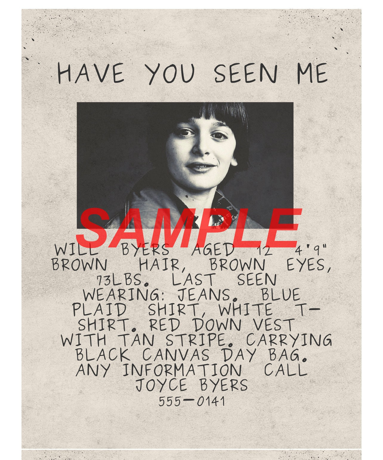 Will Byers Missing Poster with regard to Have You Seen Me Will Byers Printable