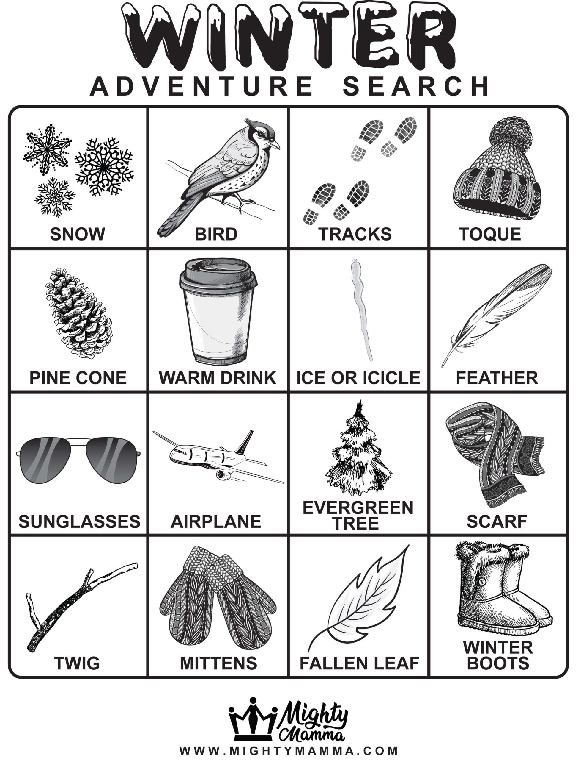 Winter Scavenger Hunt – Mighty Mamma within Free Printable Winter Scavenger Hunt