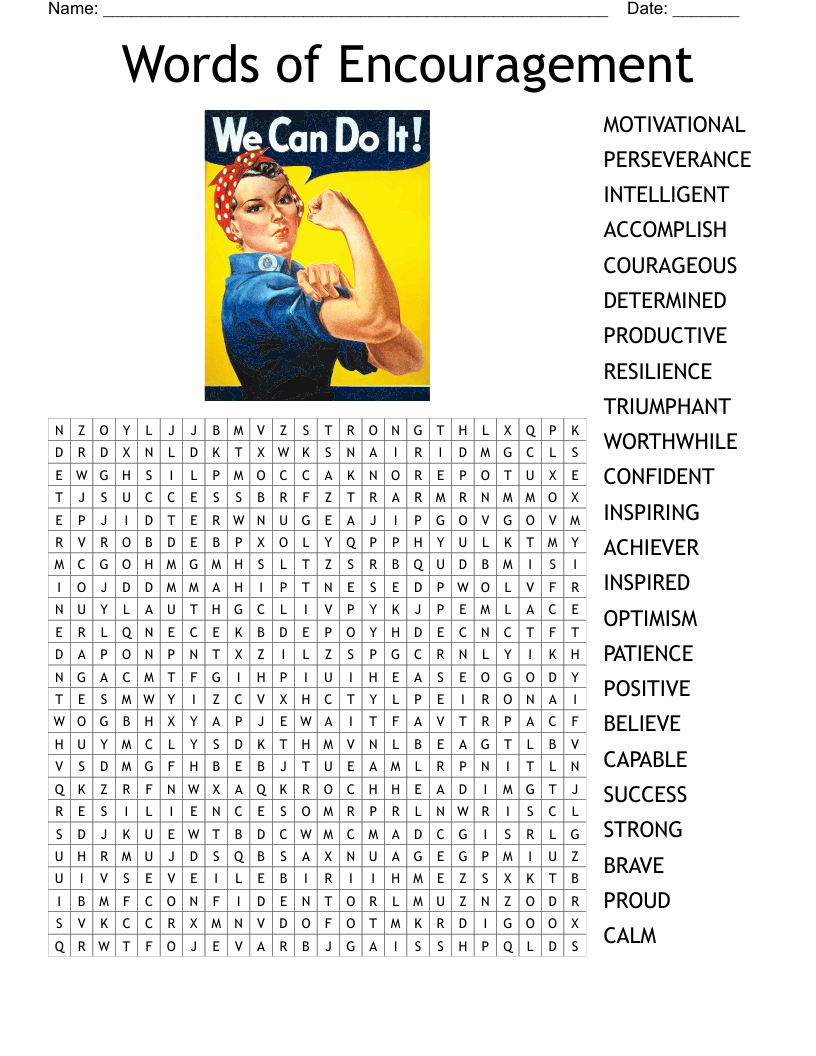 Words Of Encouragement Word Search - Wordmint inside Motivational Word Search Printable