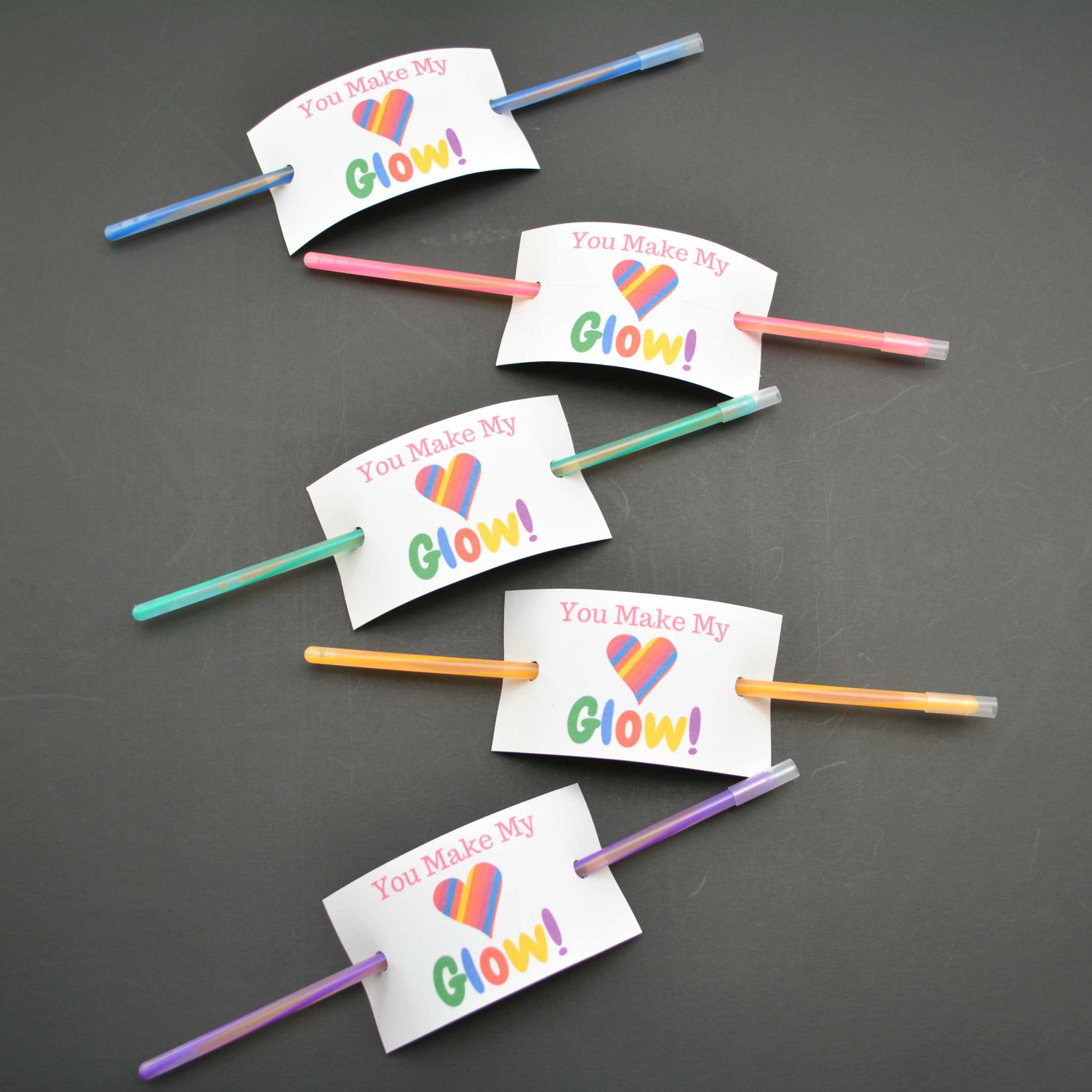 You Make My Heart Glow” Free Printable Valentine'S Day Cards inside Glow Stick Valentines Free Printables