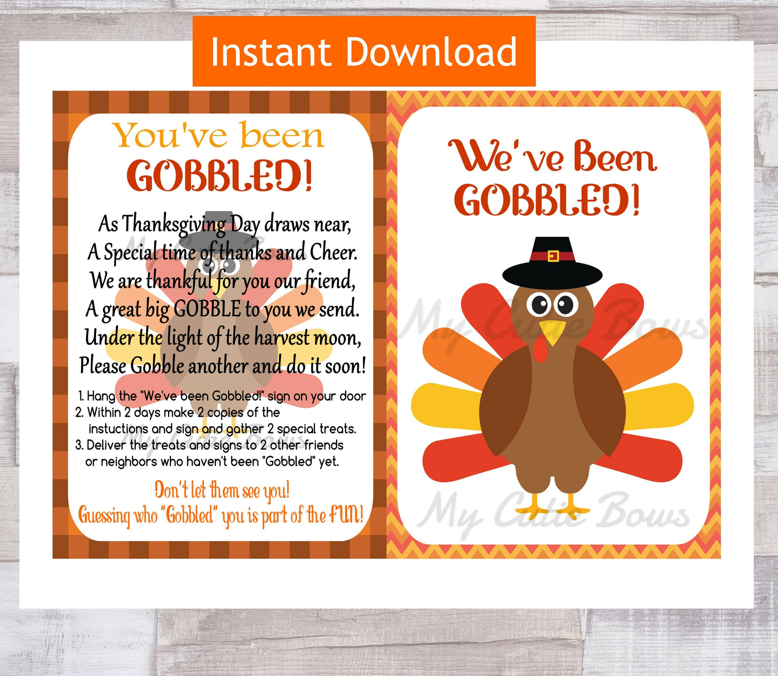 You&amp;#039;Ve Been Gobbled Digital Download - Thanksgiving Turkey inside Printable You&amp;amp;#039;ve Been Gobbled Thanksgiving
