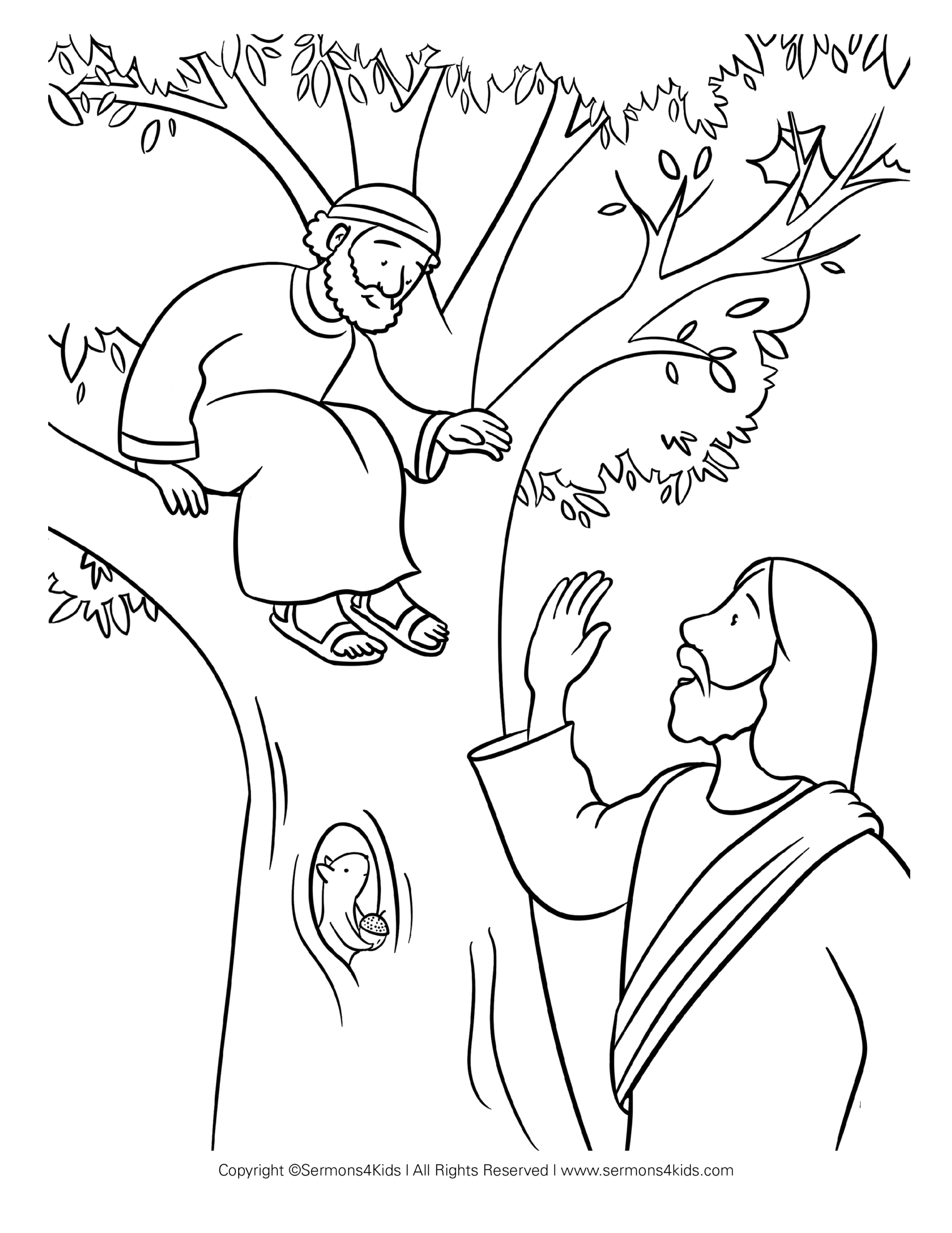 Zacchaeus And Jesus | Children&amp;#039;S Coloring Page From Sermons4Kids with regard to Free Printable Zacchaeus Craft