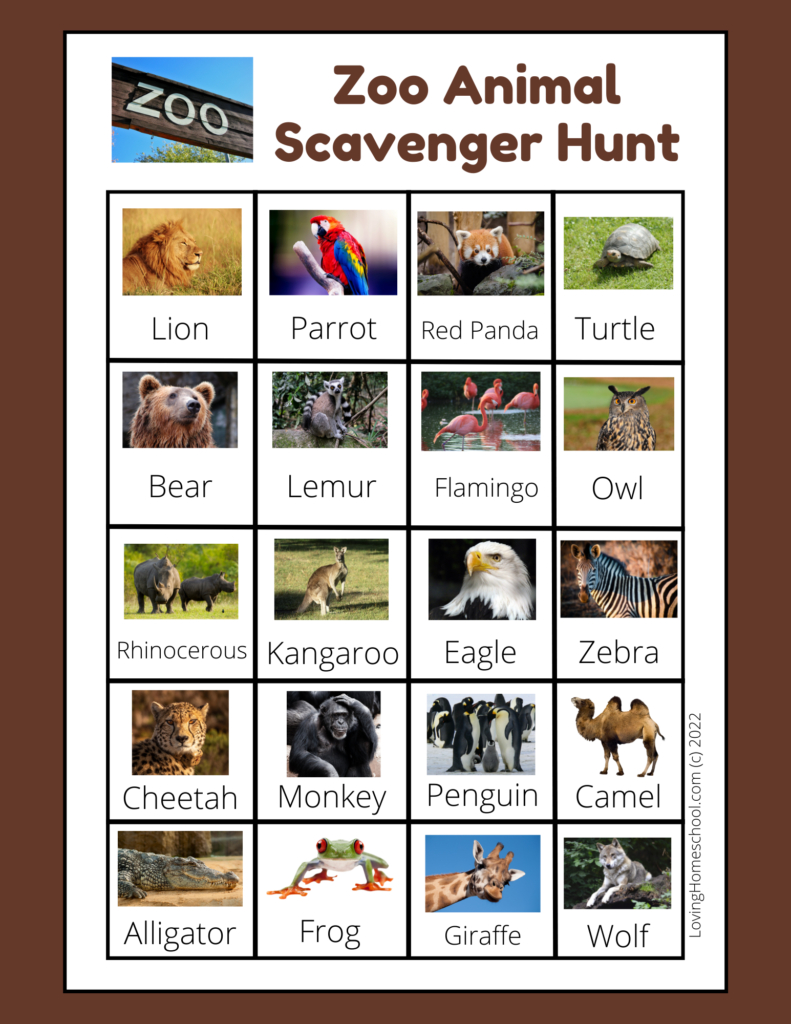 Zoo Scavenger Hunt - Lovinghomeschool regarding Animal Scavenger Hunt Printable