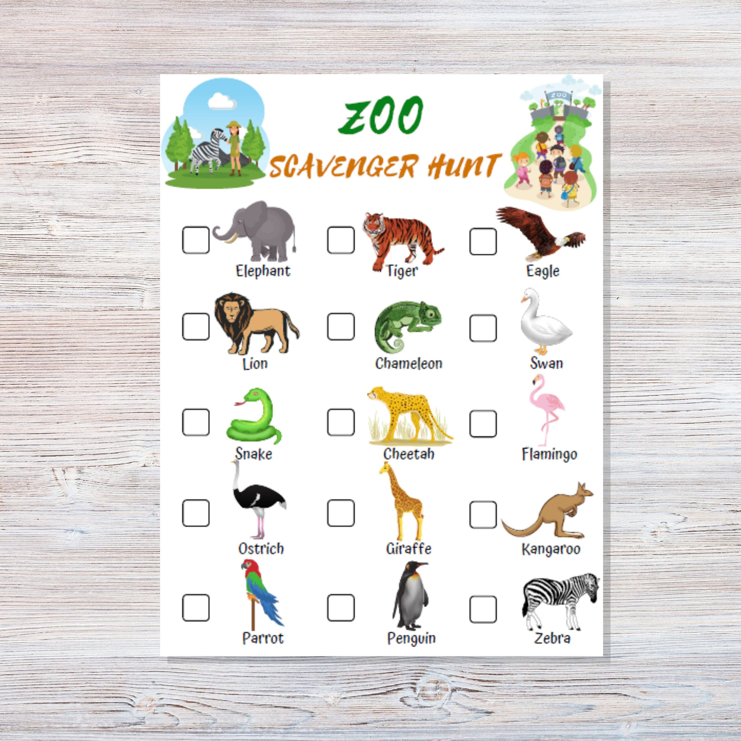 Zoo Scavenger Hunt - Printable - Wild Animals Scavenger Hunt for Animal Scavenger Hunt Printable
