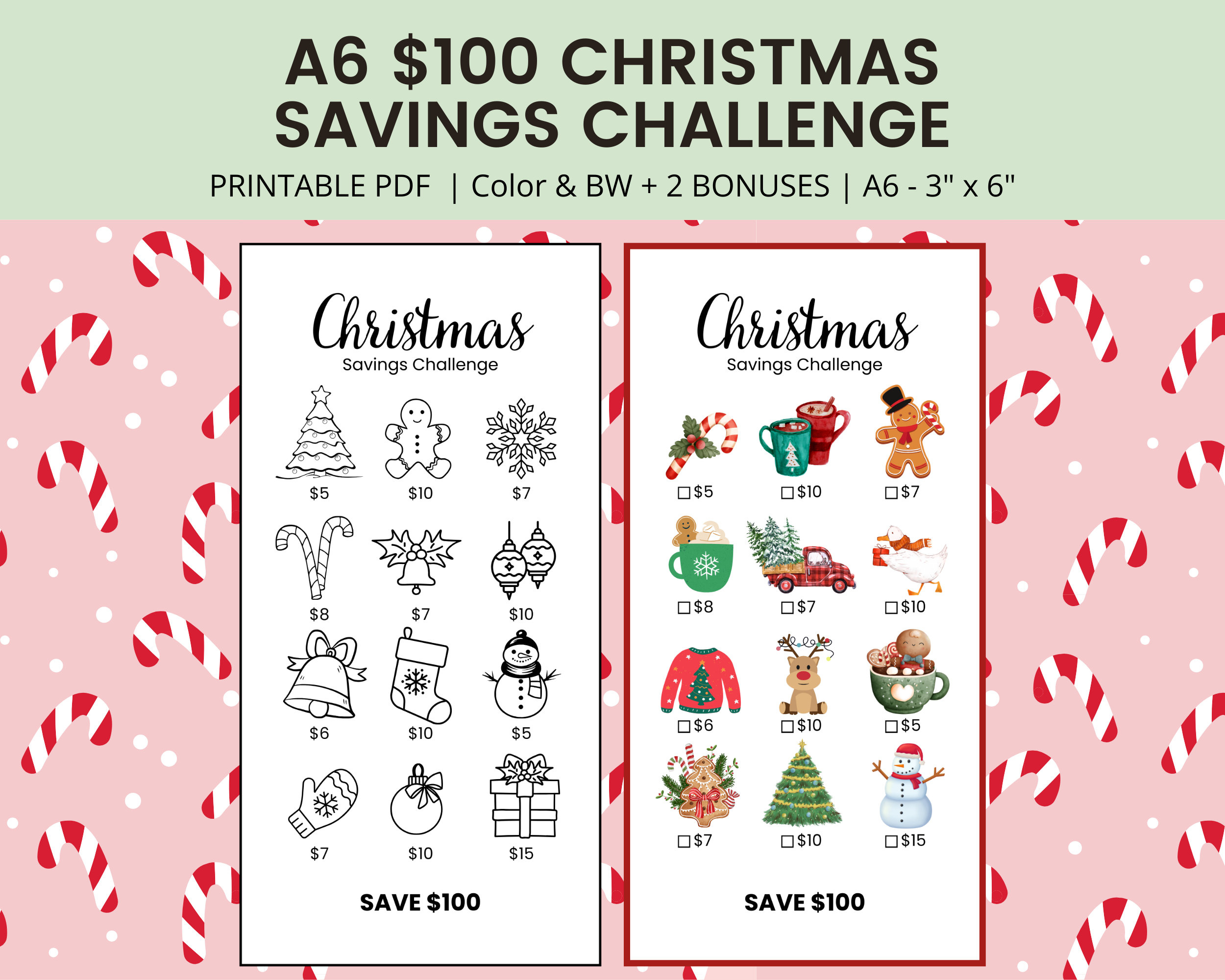 100 Christmas Savings Challenge Printable A6 Geldspar-Challenge Printable  Für Christmas Savings Tracker Mini Saving Challenge pertaining to Christmas Savings Challenge Printable