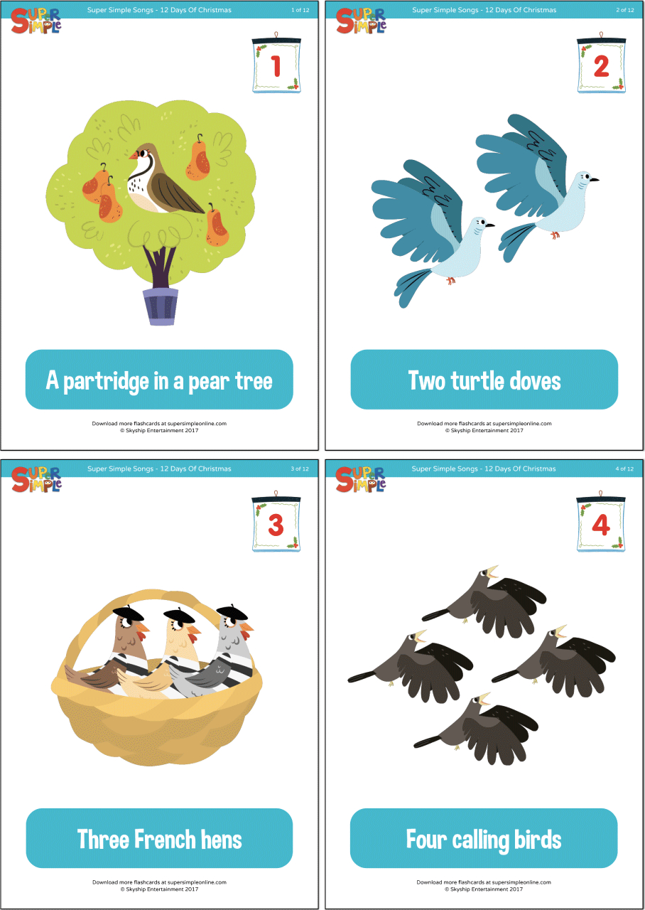 12 Days Of Christmas Flashcards - Super Simple with regard to Printable Twelve Days Of Christmas