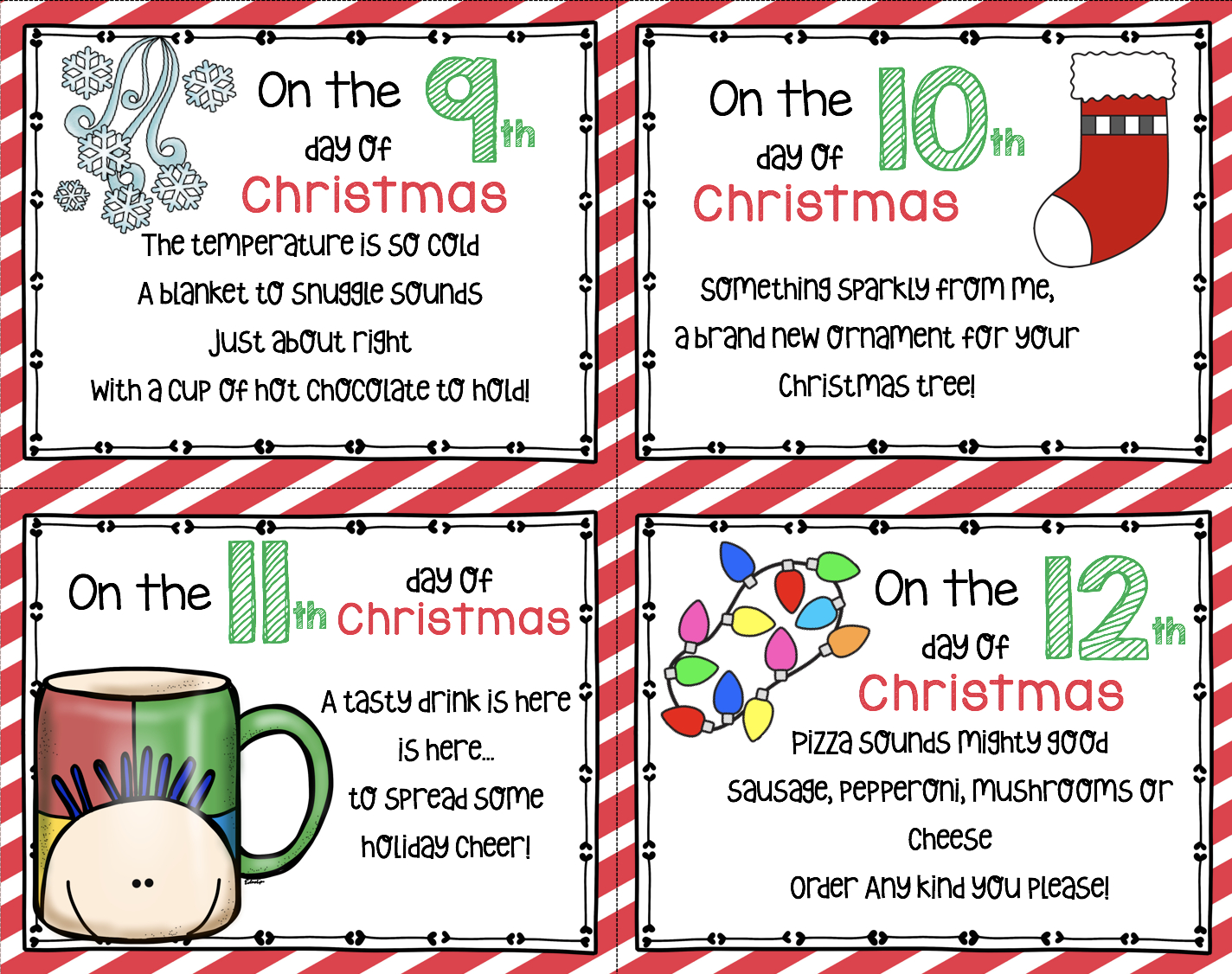 12 Days Of Christmas - Free Cards! — Keeping My Kiddo Busy intended for 12 Days Of Christmas Printable Card
