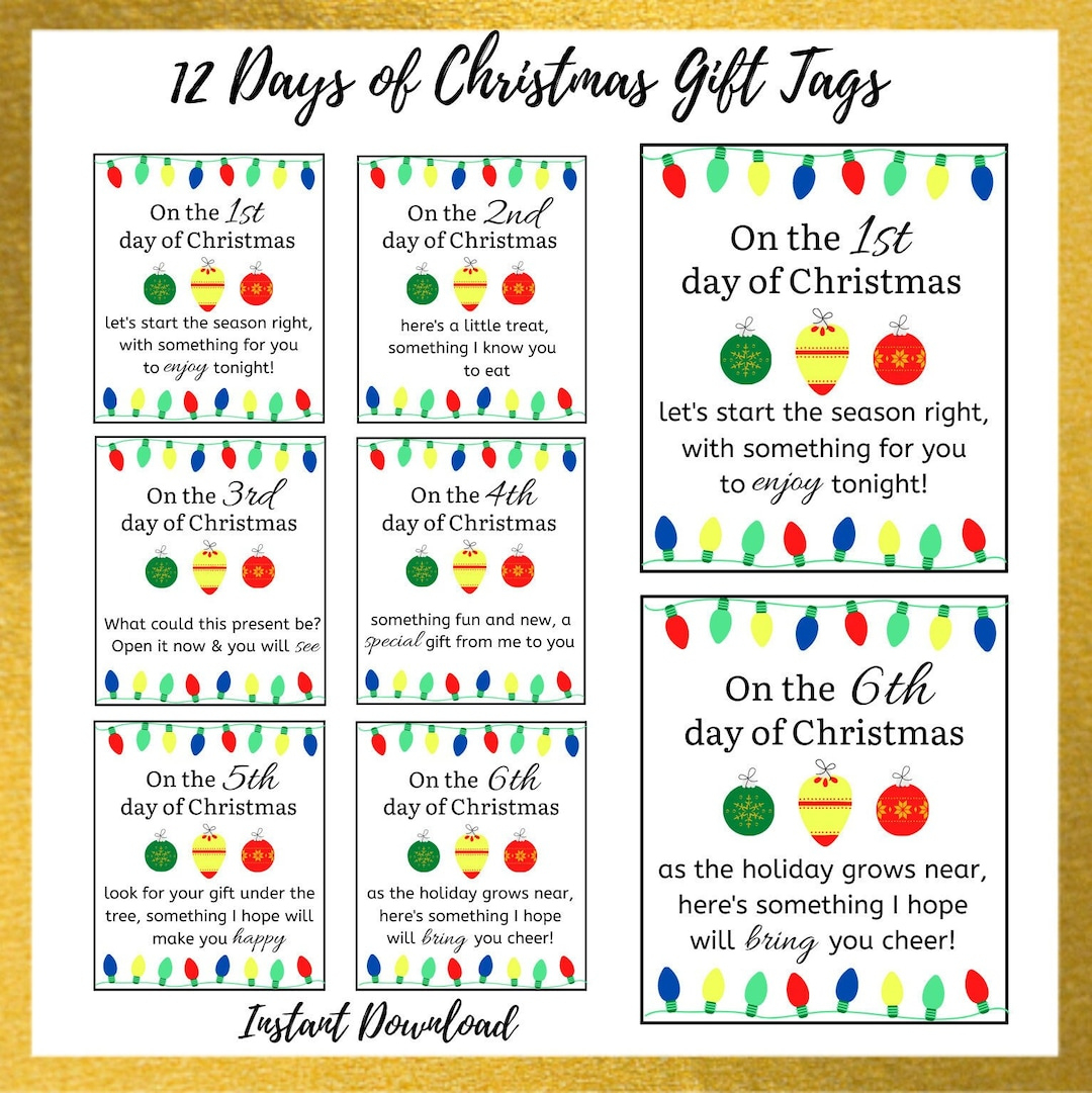 12 Days Of Christmas Gift Tags | 12 Days Of Christmas Printable within 12 Days Of Christmas Printable Gift Tags