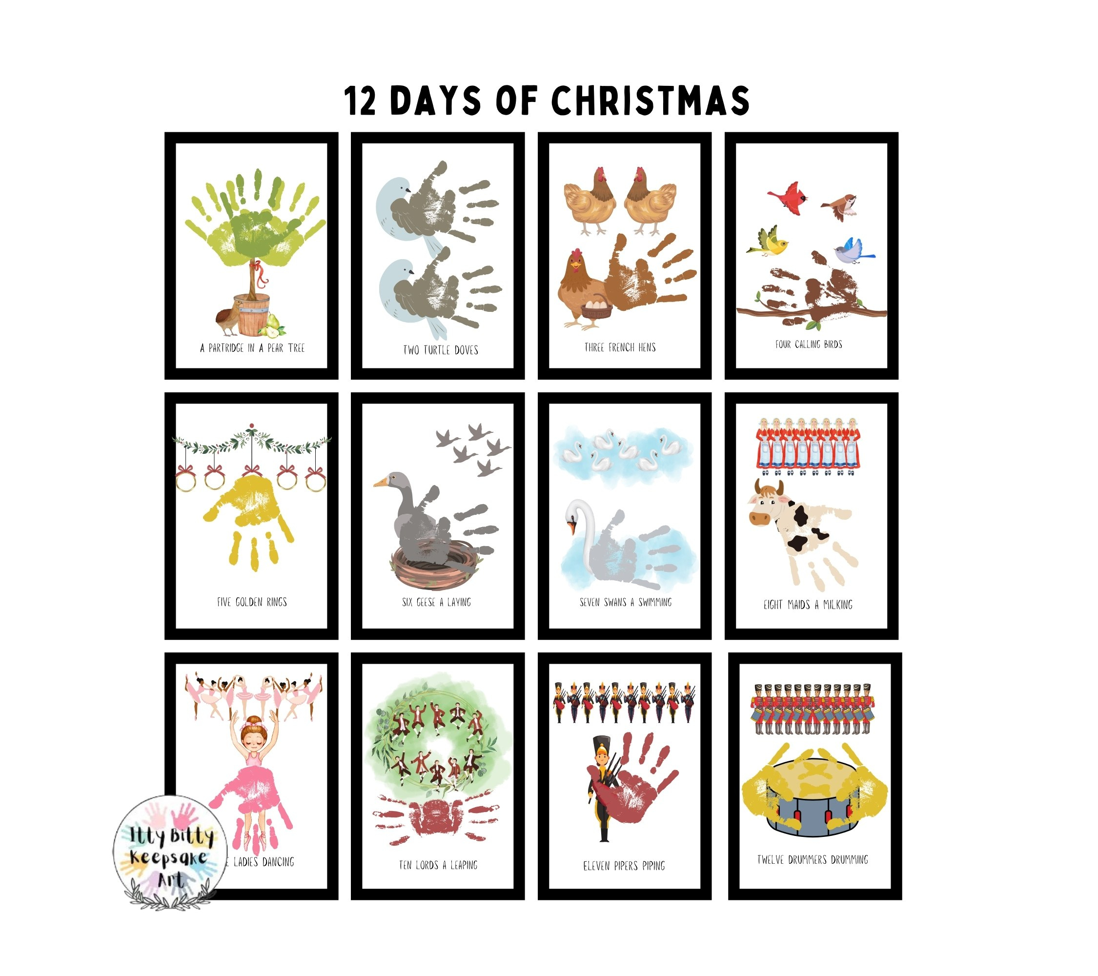 12 Days Of Christmas Handprint Craft Art Printable Template inside 12 Days Of Christmas Printable Templates