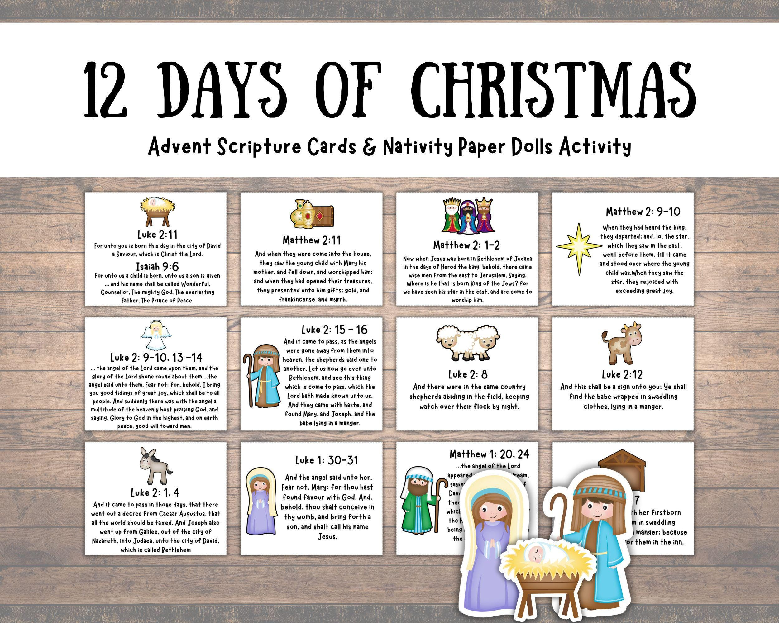 12 Days Of Christmas Nativity Countdown For Kids, Advent Scripture inside 12 Days Of Christmas Nativity Printable
