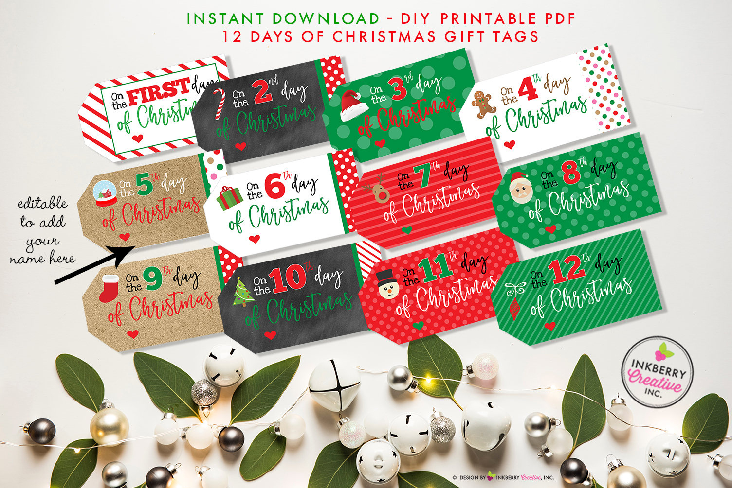 12 Days Of Christmas Printable Gift Tags - Twelve Days Of for 12 Days of Christmas Printable Gift Tags