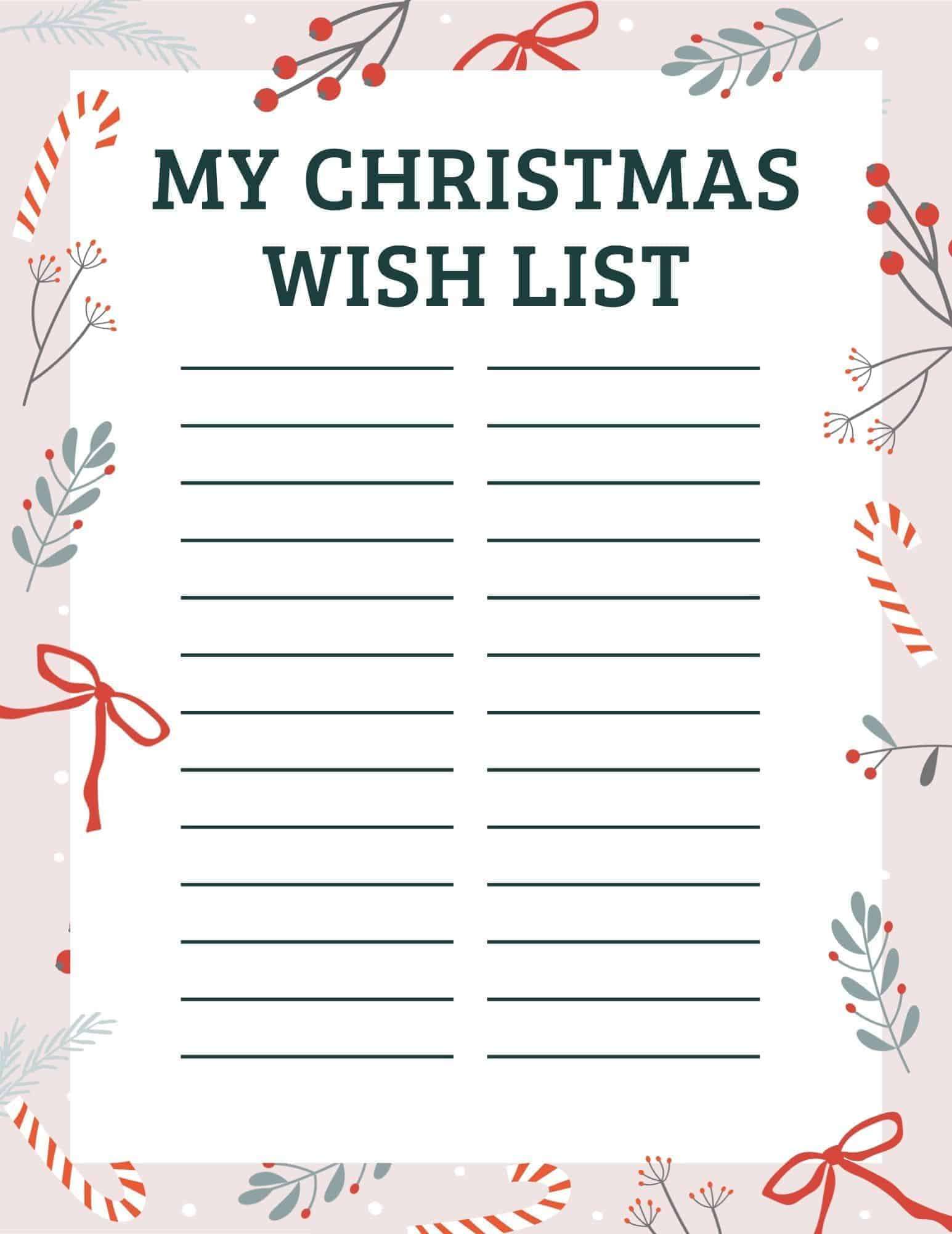 12 Free Christmas Wish List Printable Templates for Christmas List Maker Printable