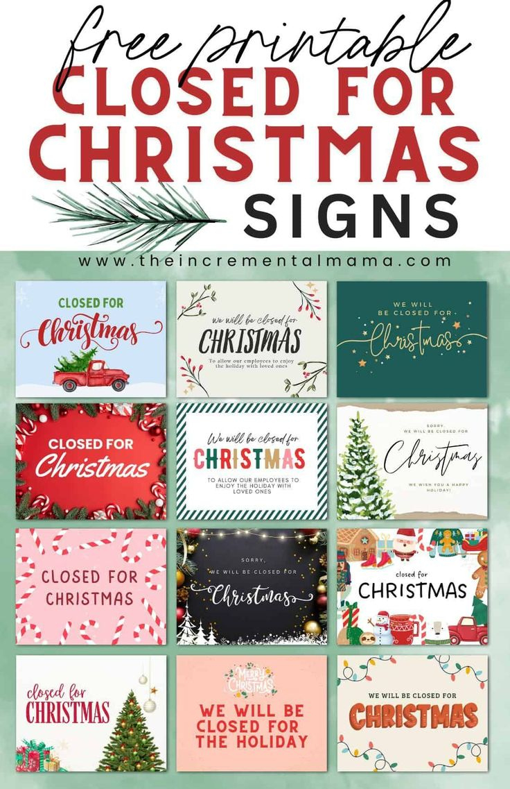 12 Free Closed For Christmas Sign Templates pertaining to Christmas Closed Sign Printable