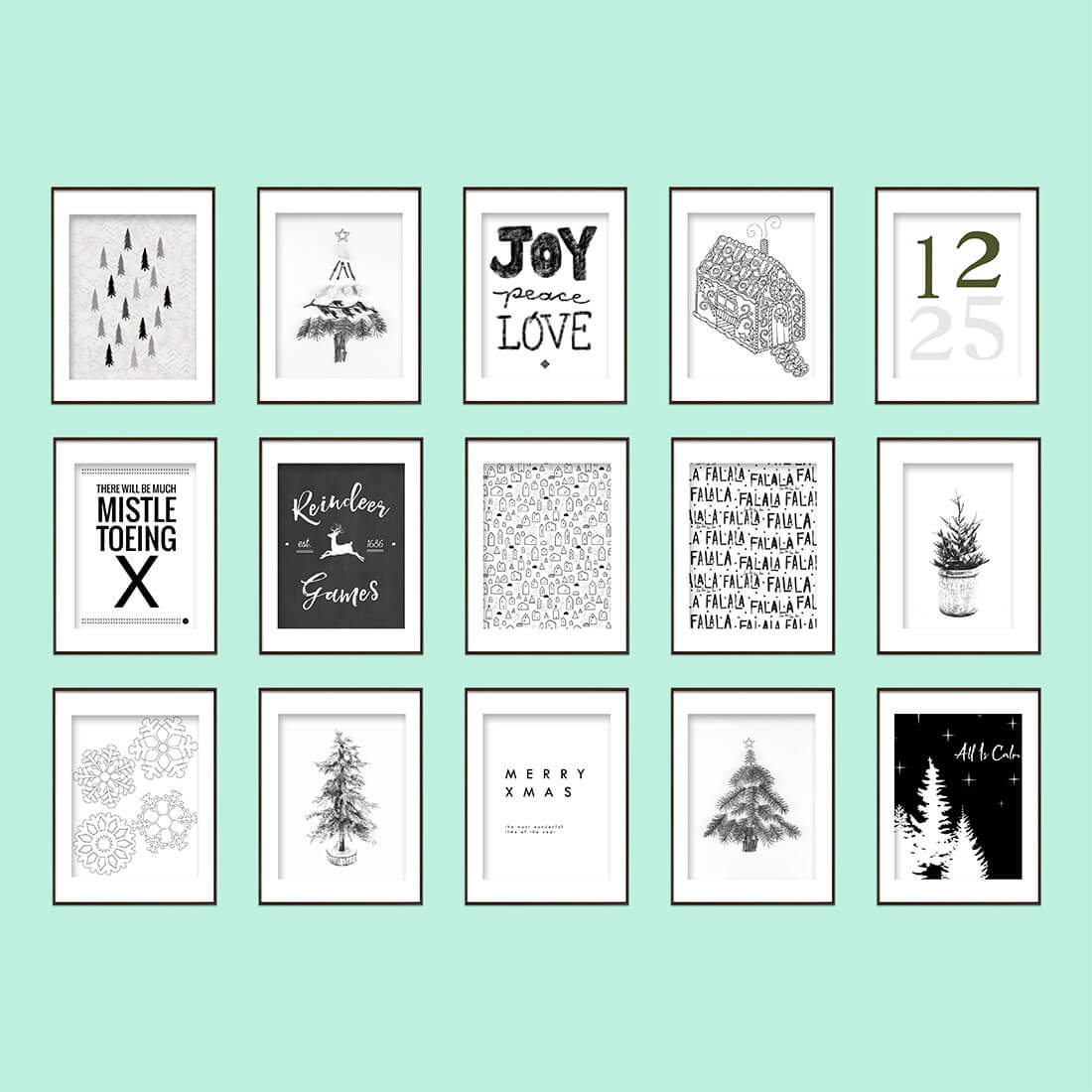 15 Free Christmas Printables • B&amp;amp;W Holiday Roundup • Little Gold Pixel inside Black And White Christmas Printable