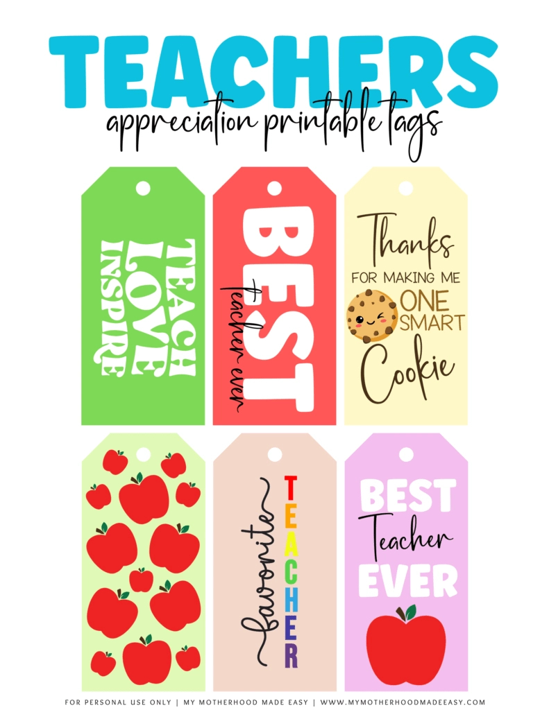 15+ Free Teacher Appreciation Printable Tags For Gifts (Pdf) with Printable Christmas Tags For Teacher Gifts