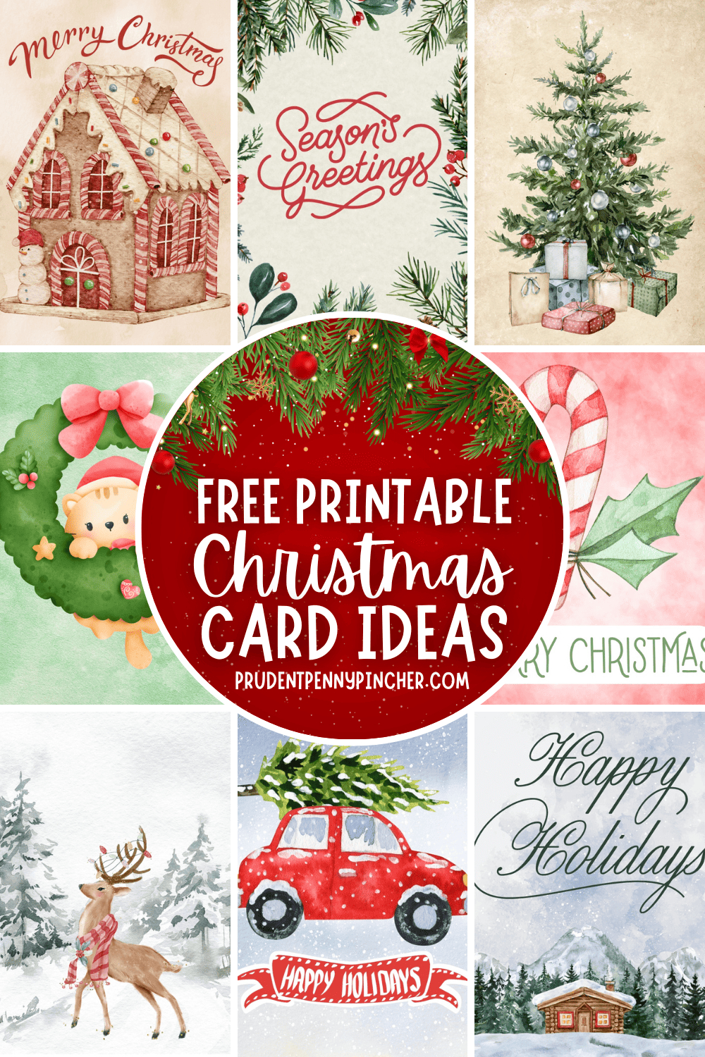 20 Free Christmas Printable Cards - Prudent Penny Pincher in Free Printable Merry Christmas Card