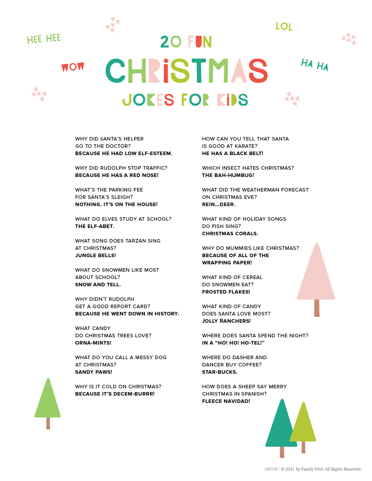 20 Fun Christmas Jokes For Kids - Imom with Free Printable Christmas Jokes