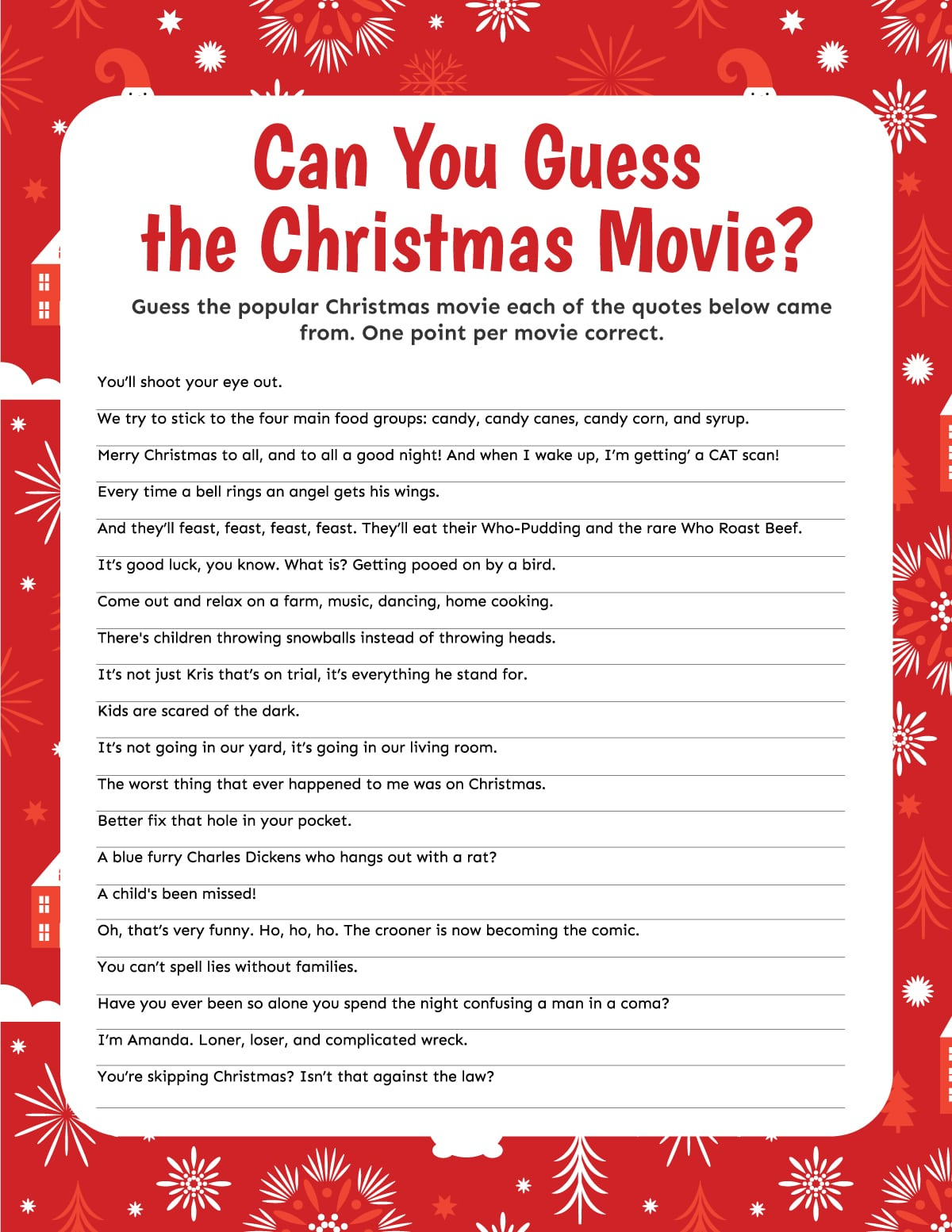 3 Christmas Movie Trivia Games {Free Printable} - Play Party Plan throughout Printable Christmas Quiz Games