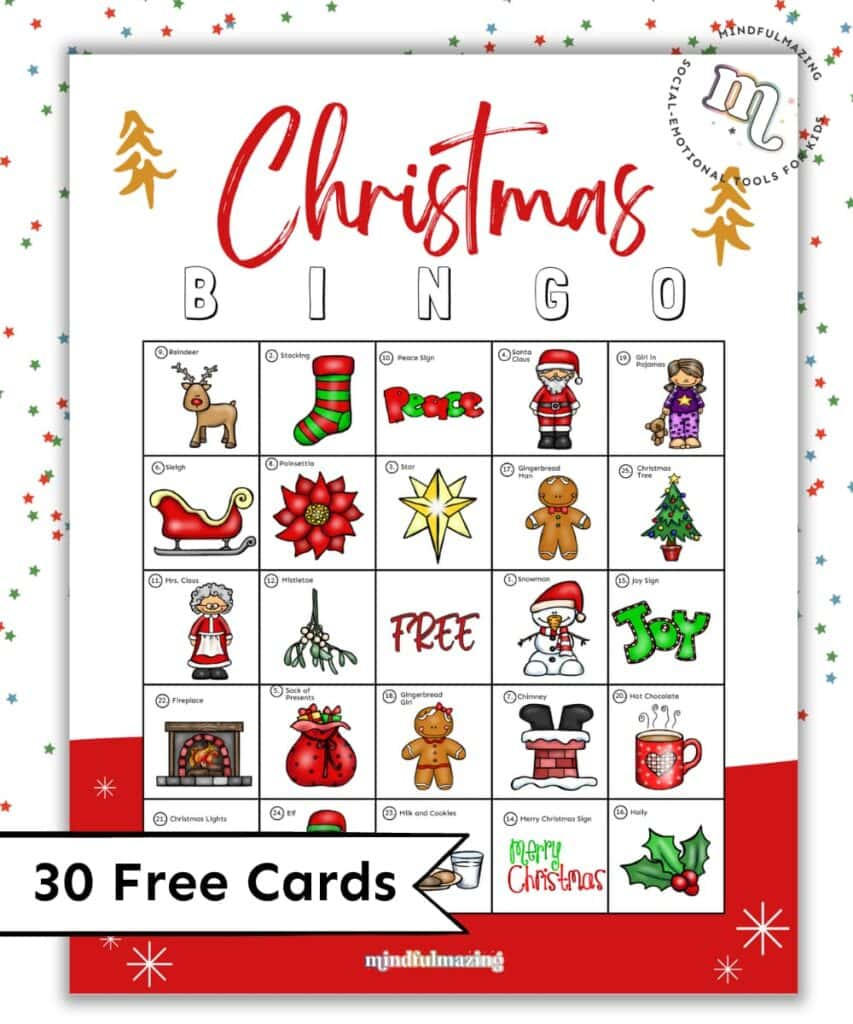 30 Free Printable Christmas Bingo Cards For Kids • Mindfulmazing inside Children&amp;#039;S Christmas Bingo Printable