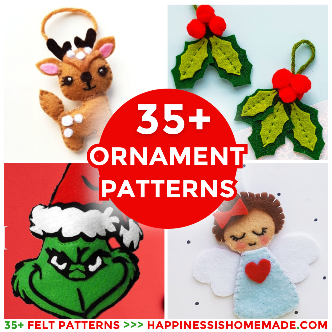 35+ Free Felt Christmas Ornament Patterns - Happiness Is Homemade regarding Christmas Ornament Patterns Free Printable