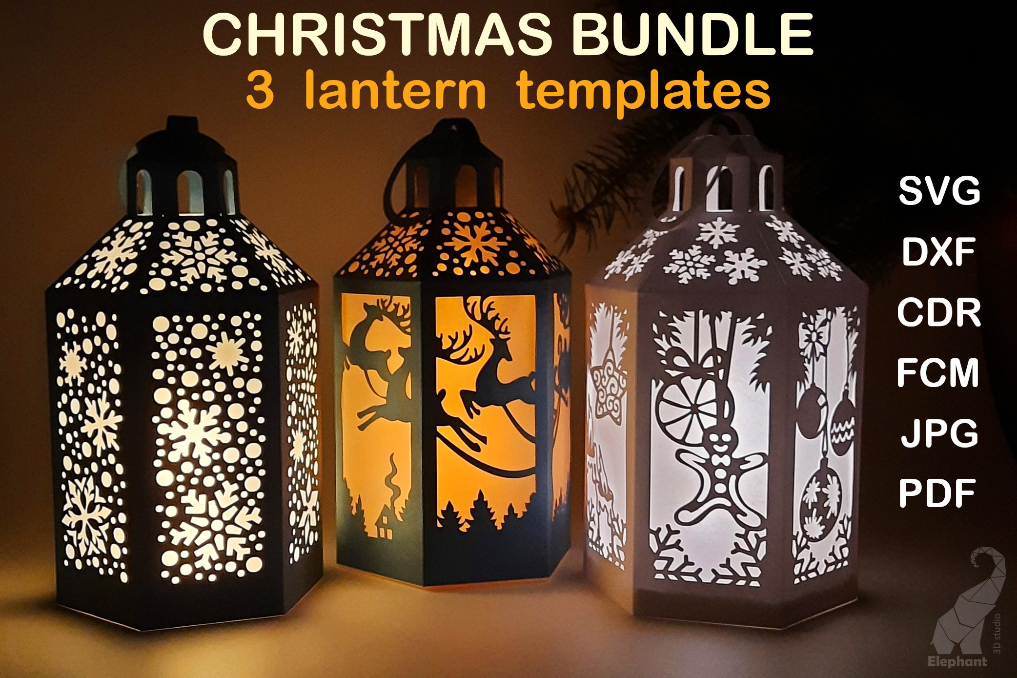 3D Christmas Paper Lantern Bundle Cut Files For Cricut regarding Christmas Lantern Template Printable