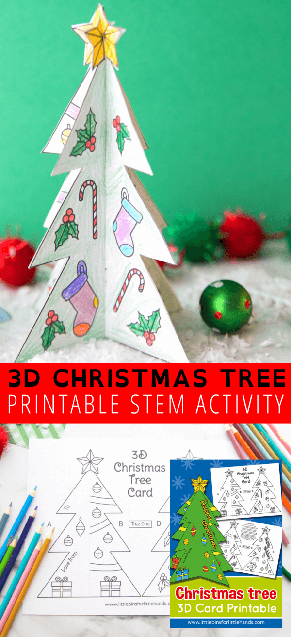3D Christmas Tree Template - Little Bins For Little Hands regarding Printable 3d Christmas Tree Template