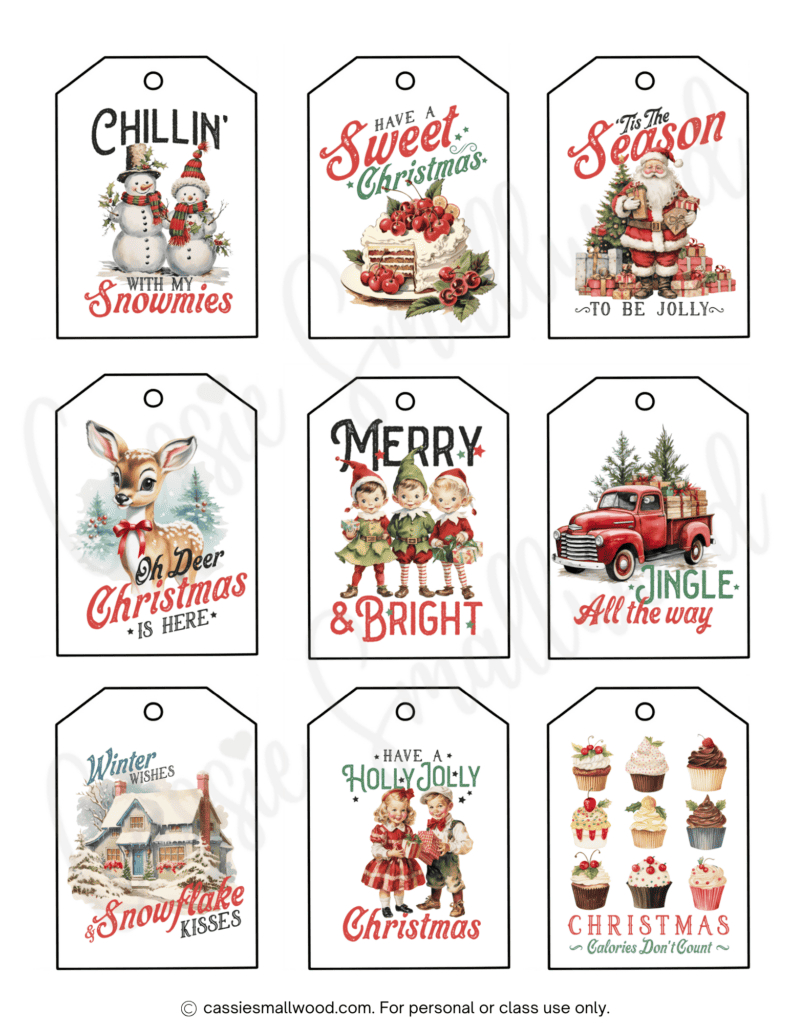 400+ Cutest Printable Christmas Tags (Free Pdf) - Cassie Smallwood pertaining to Free Vintage Printable Christmas Tags