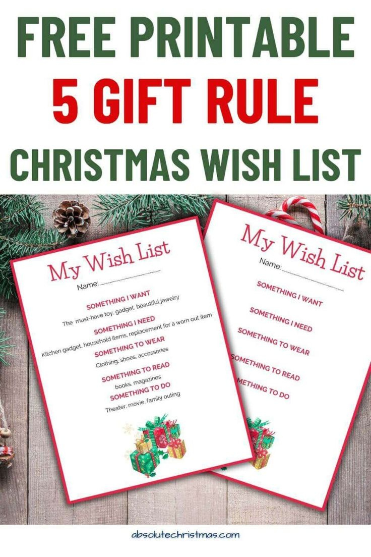 5 Gift Rule For Christmas Free Printable Wish List regarding 5 Gift Rule Christmas Printable