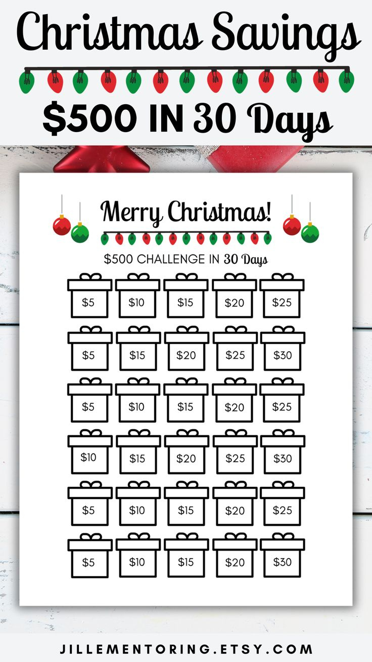 500 Christmas Savings Challenge, Save 500 In 30 Days, 30 Days within Christmas Savings Challenge Free Printable