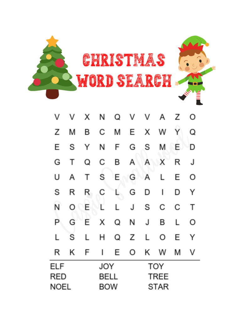 6 Fun Christmas Word Search Free Printables - Cassie Smallwood for Printable Christmas Word Search Easy