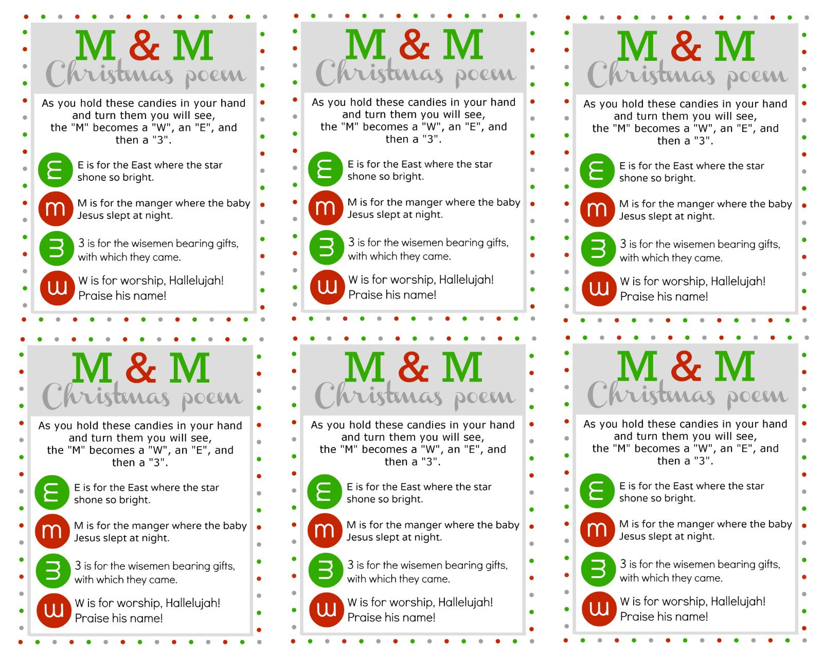7 Christmas Ideas | Christmas, Christmas Poems, Christmas Fun for M&M Christmas Poem Printable