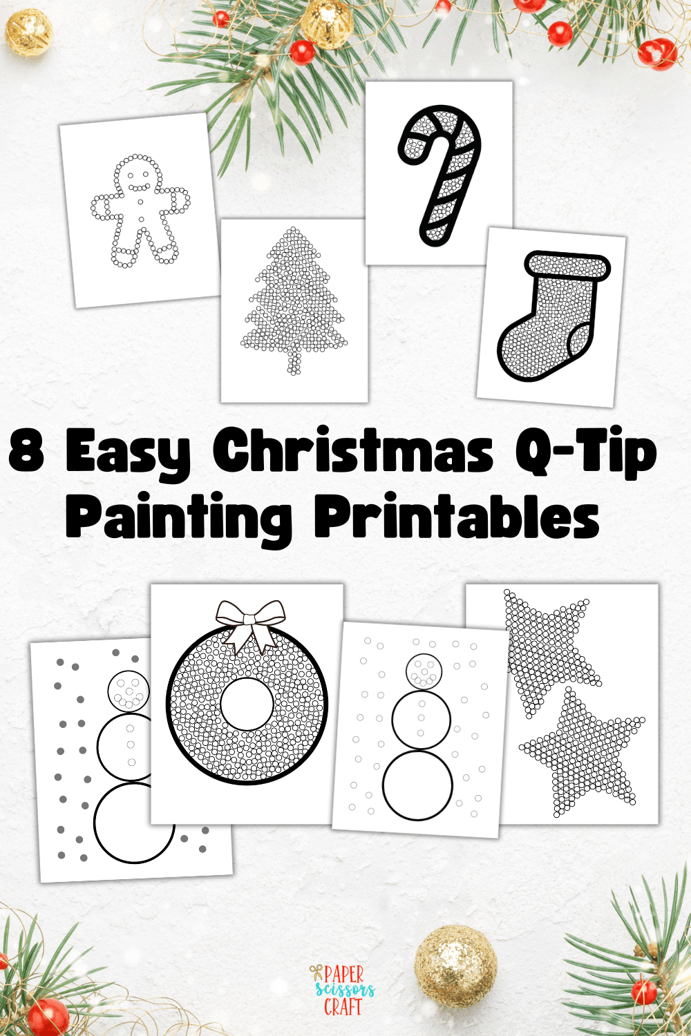 8 Easy Christmas Q-Tip Painting Printables (Includes Free Pdf) within Christmas Q Tip Painting Printable Free