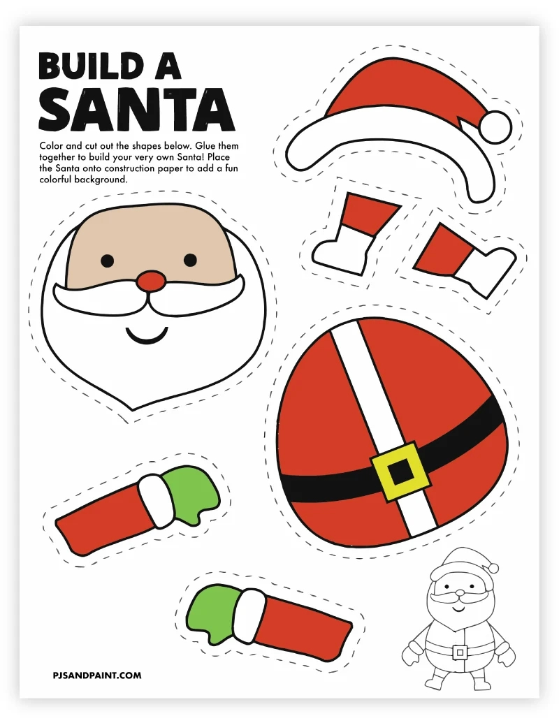 8 Free Printable Christmas Themed Cut And Paste Projects - Pjs And for Printable Christmas Craft Templates