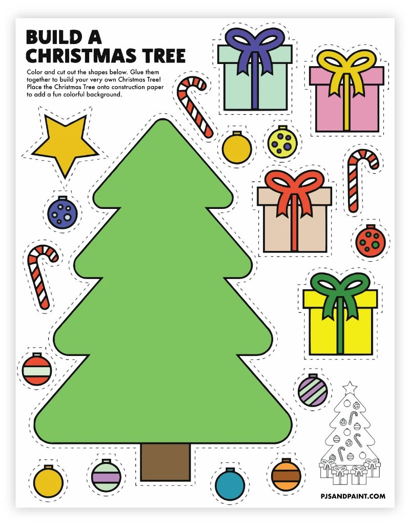 8 Free Printable Christmas Themed Cut And Paste Projects - Pjs And pertaining to Printable Christmas Cut and Paste
