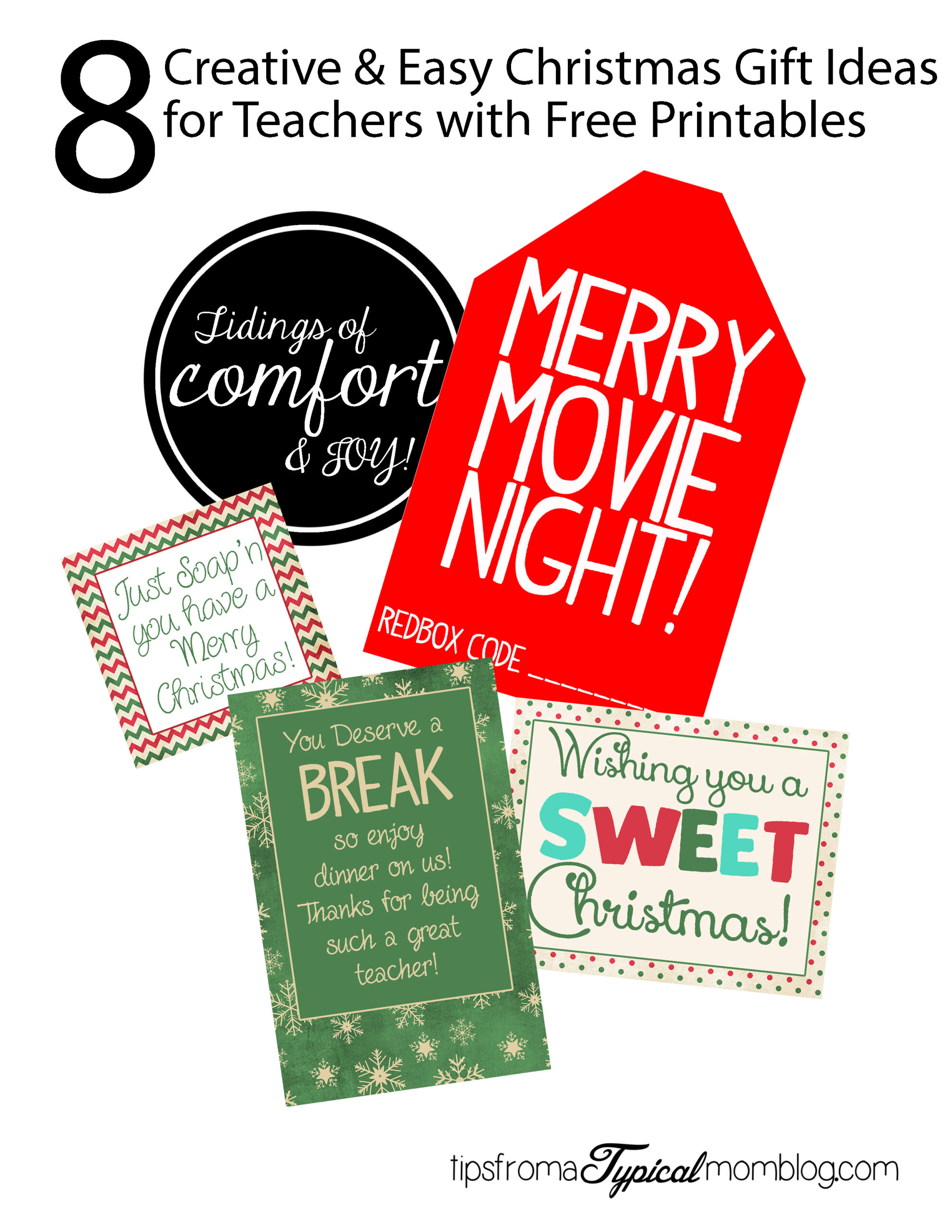8 Quick And Easy Teacher Christmas Gift Ideas With Printable Tags throughout Printable Christmas Tags For Teachers