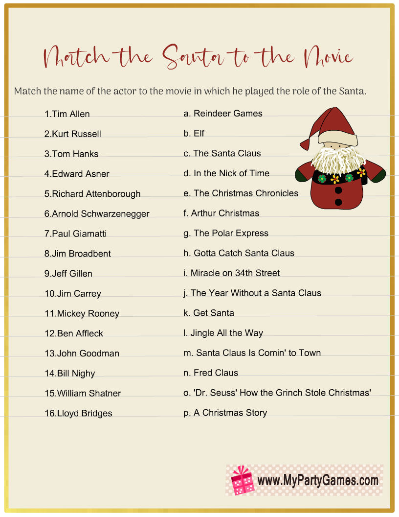 9 Free Printable Christmas Movie Night Games inside Christmas Movie Games Printable Free
