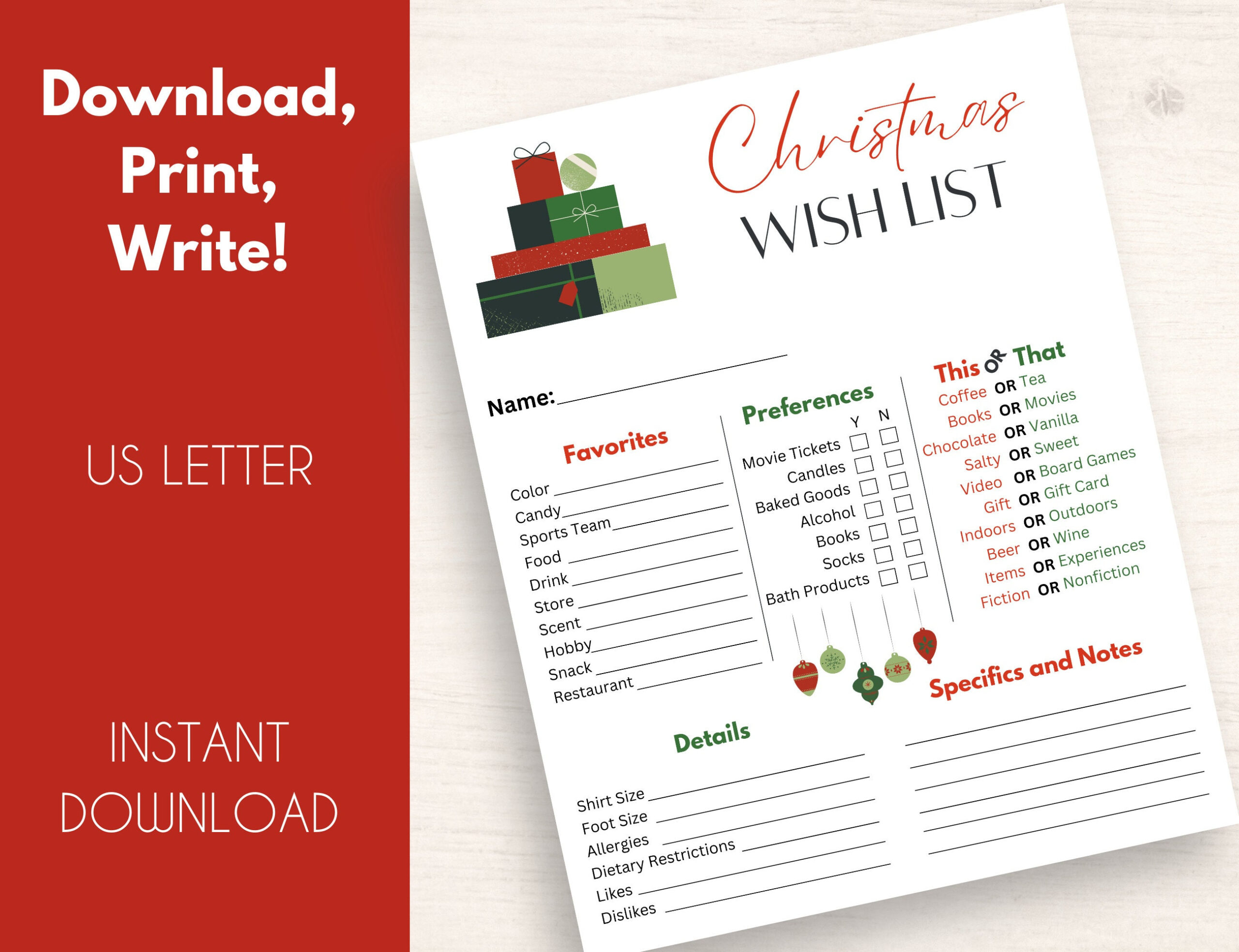 Adult Christmas Wish List Printable Questionnaire | Christmas Gift throughout Printable Christmas Wish List For Adults