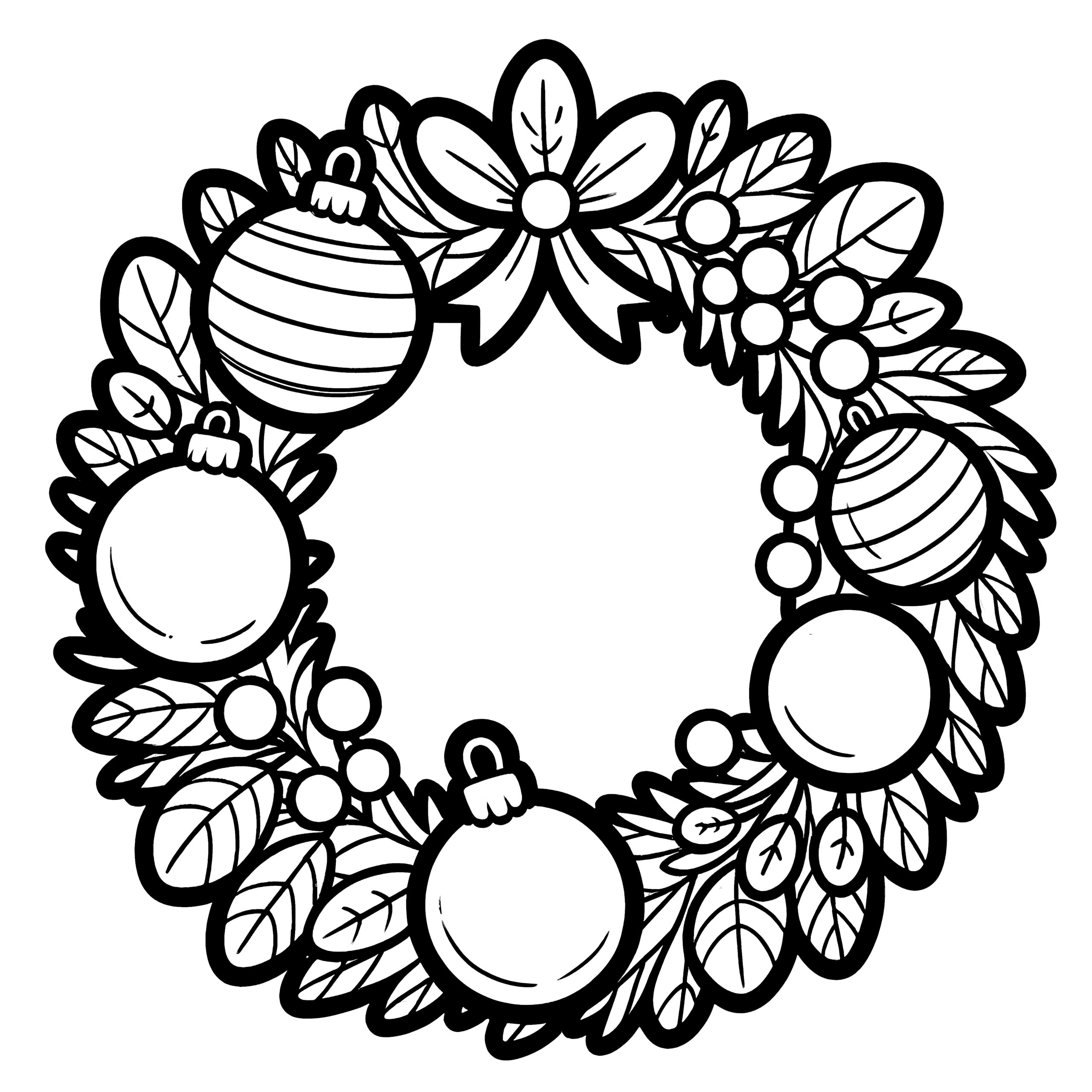 Advent Wreath For Coloring (Free) regarding Printable Christmas Wreath Outline
