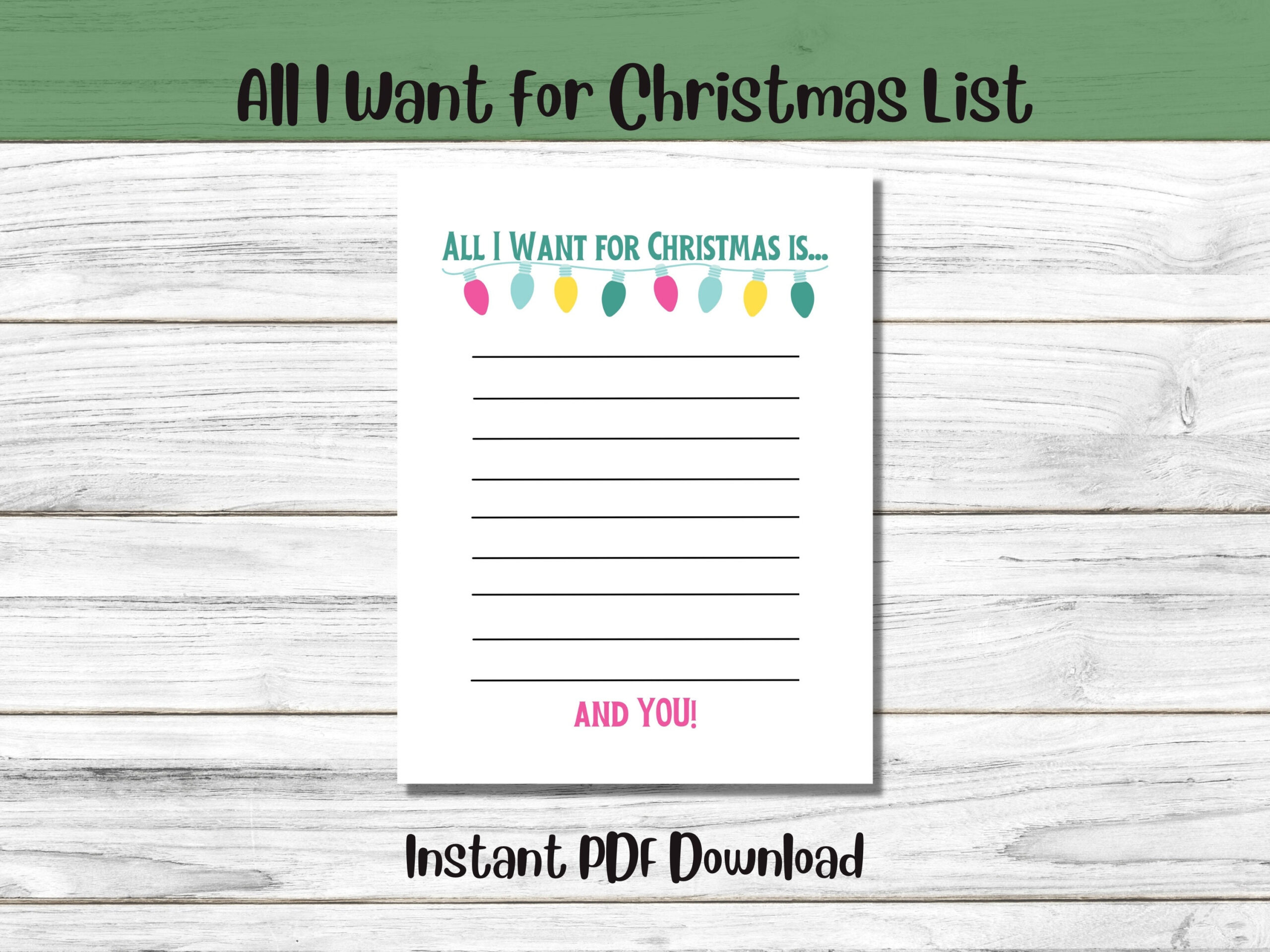 All I Want For Christmas List, Christmas Wish List, Holiday Gift in All I Want For Christmas Printable