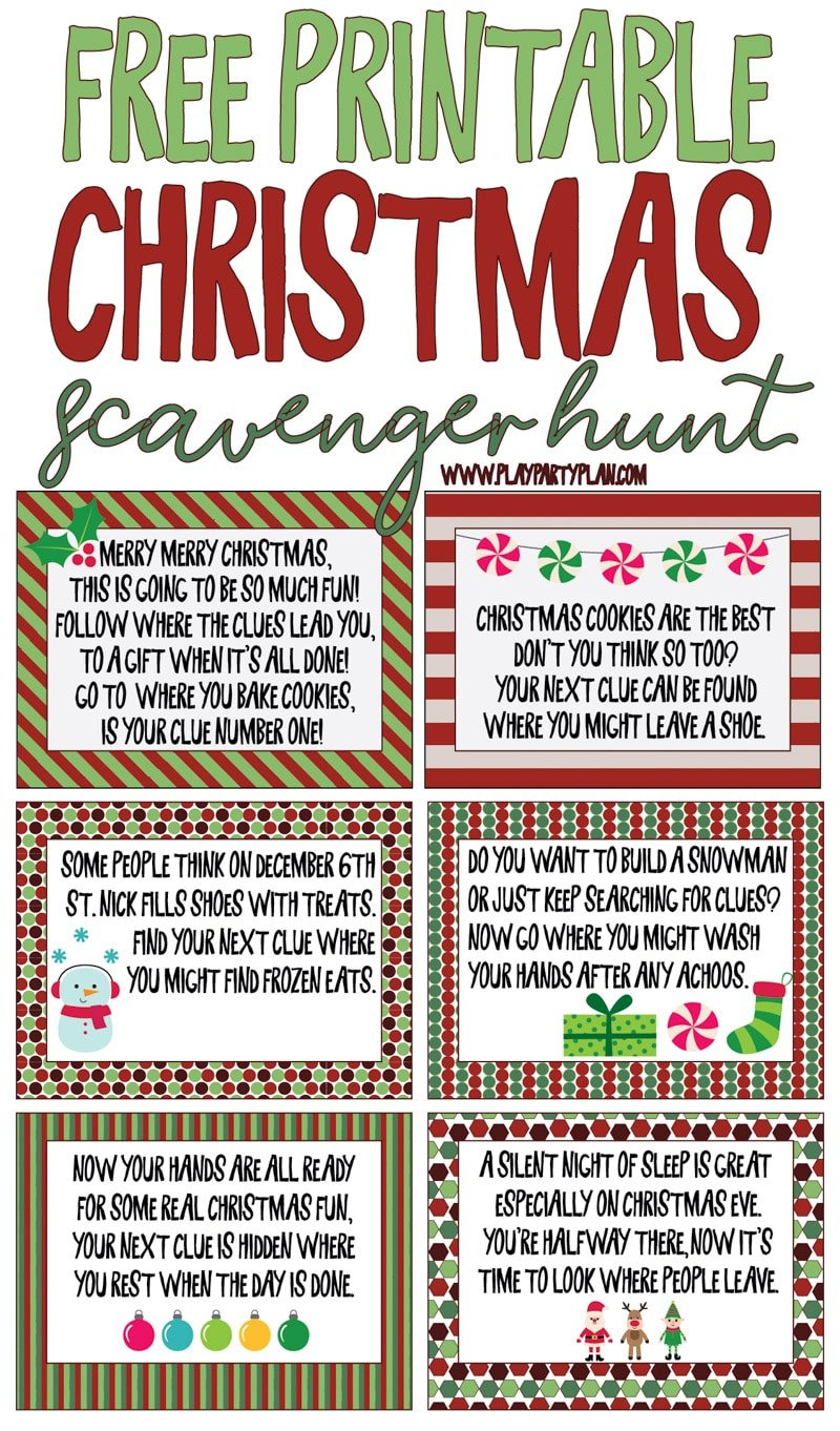 Best Ever Christmas Scavenger Hunt - Play Party Plan pertaining to Free Printable Christmas Scavenger Hunt Clues