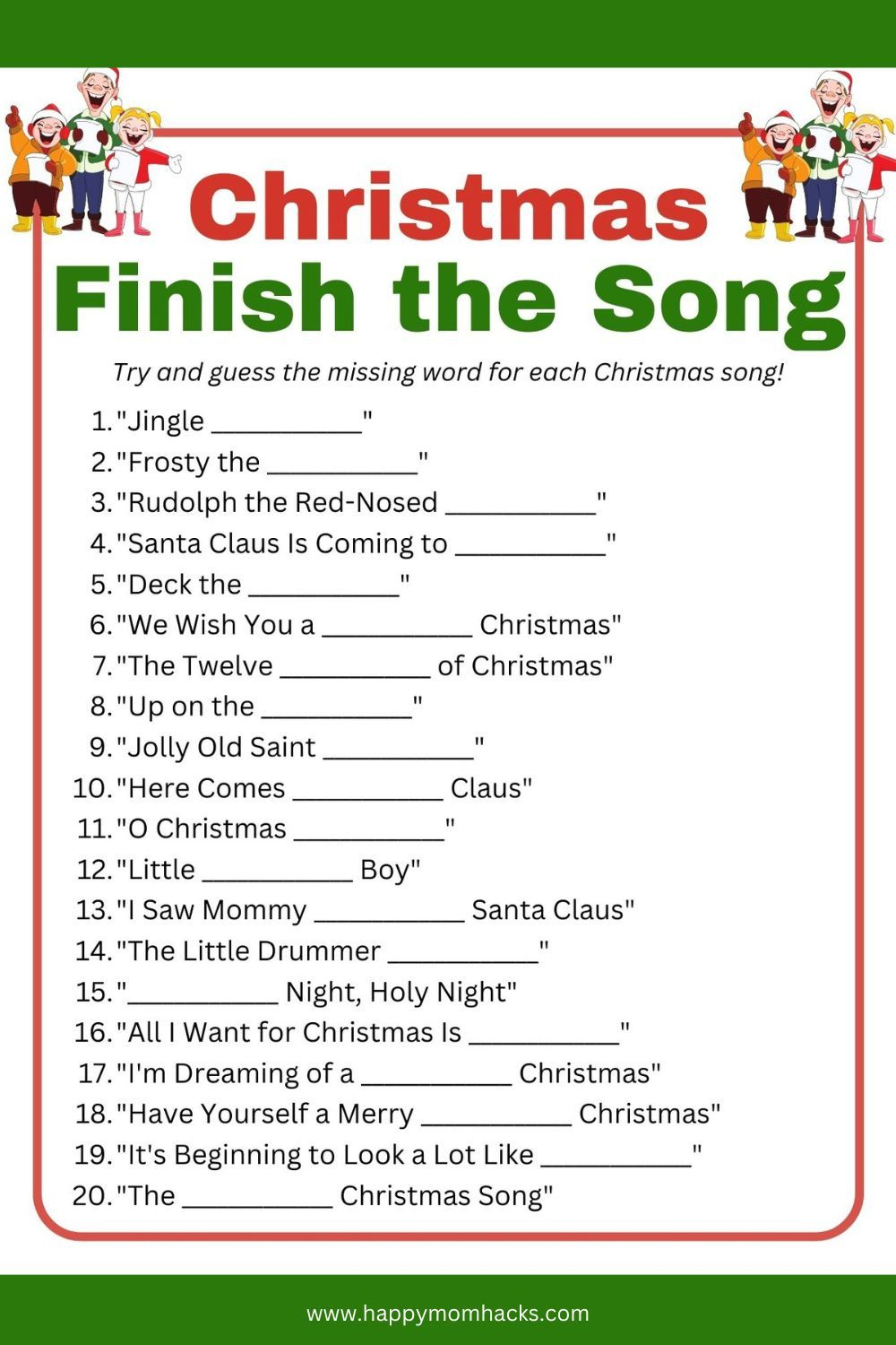 Best Free Printable Christmas Games With Answers For Parties throughout Printable Christmas Games and Answers