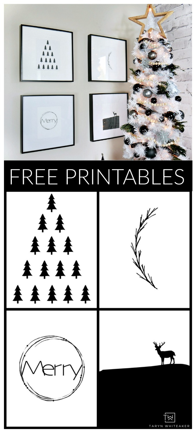 Black And White Modern Christmas Printables - Taryn Whiteaker Designs pertaining to Christmas Printable Black and White